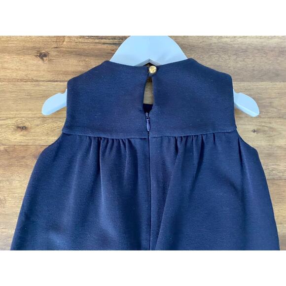 Milly Minis Navy Blue Bow Sleeveless Shift Dress Preppy Classic Dressy Girls 4/5 - Picture 5 of 8